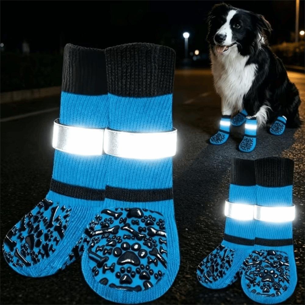 Reflective Anti-Slip Dog Socks Adjustable Dog Paw Protectors Dog Shoes Socks Anti-Scratch