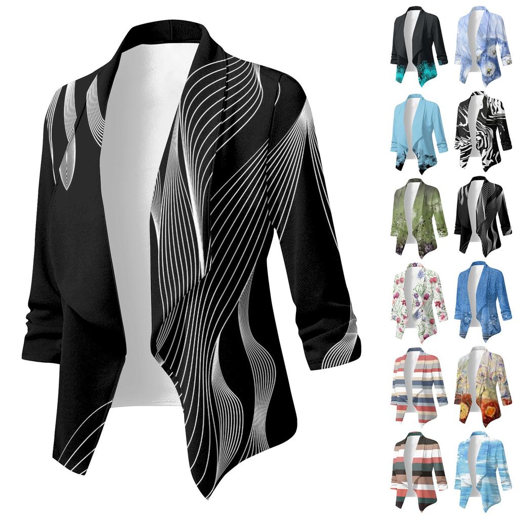 Женская повседневная модная легкая куртка средней длины с принтом в стиле ретро, кардиган