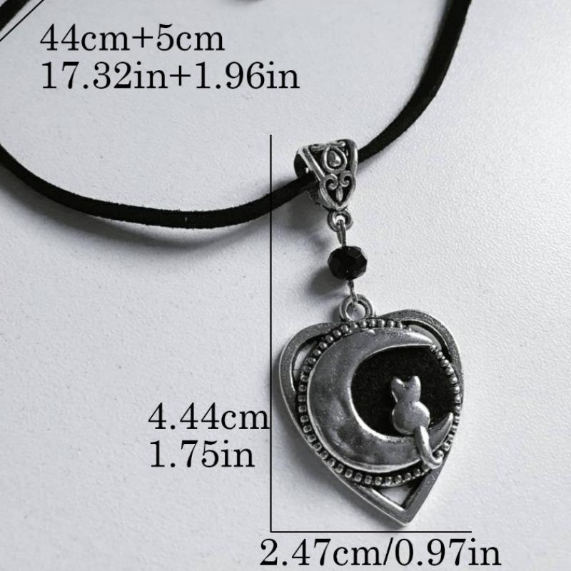 Винтажное готическое ожерелье с узором лунного кота для женщин, панк, цинковый сплав, цветная рамка, креативные аксессуары с цирконом для вечеринок