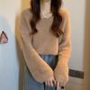 Gentle Wind Soft Waxy Waterproof Mink Sweater for Women Autumn and Winter Thickened Loose Lazy Style V-neck Pullover Sweater Top