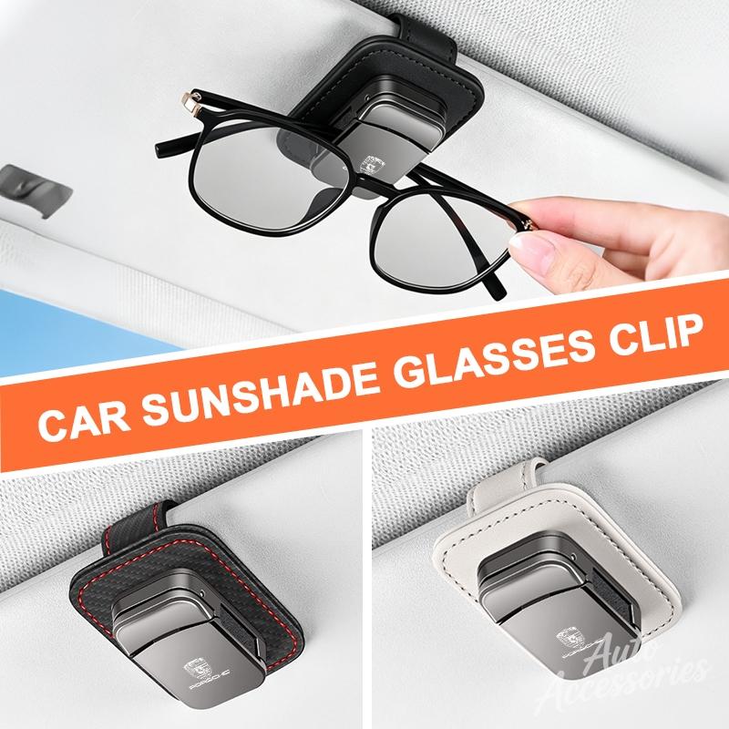 snprg4 Metal Car Sun Visor Glasses Clip For Porsche Macan Panamera Cayenne Cayman 911 918 Sunglasses Holder Universal Eyeglasses Clip