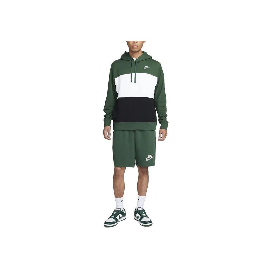 Nike Мужская флисовая куртка с капюшоном Club+ Color Block Цвет: Еловый зеленый / Белый FB7416-323