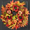 18 Inch Fall Wreath for Front Door Large Autumn Wreath with Artificial Pumpkins Sunflowers Maple Leaves for Thanksgiving Harvest Farmhouse Porch