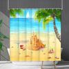 Shower Curtain Waterproof And Mildew-Proof Coconut Tree Beach Beach Bathroom Shower Curtain Shower Curtain Partition Curtain Free Punching
