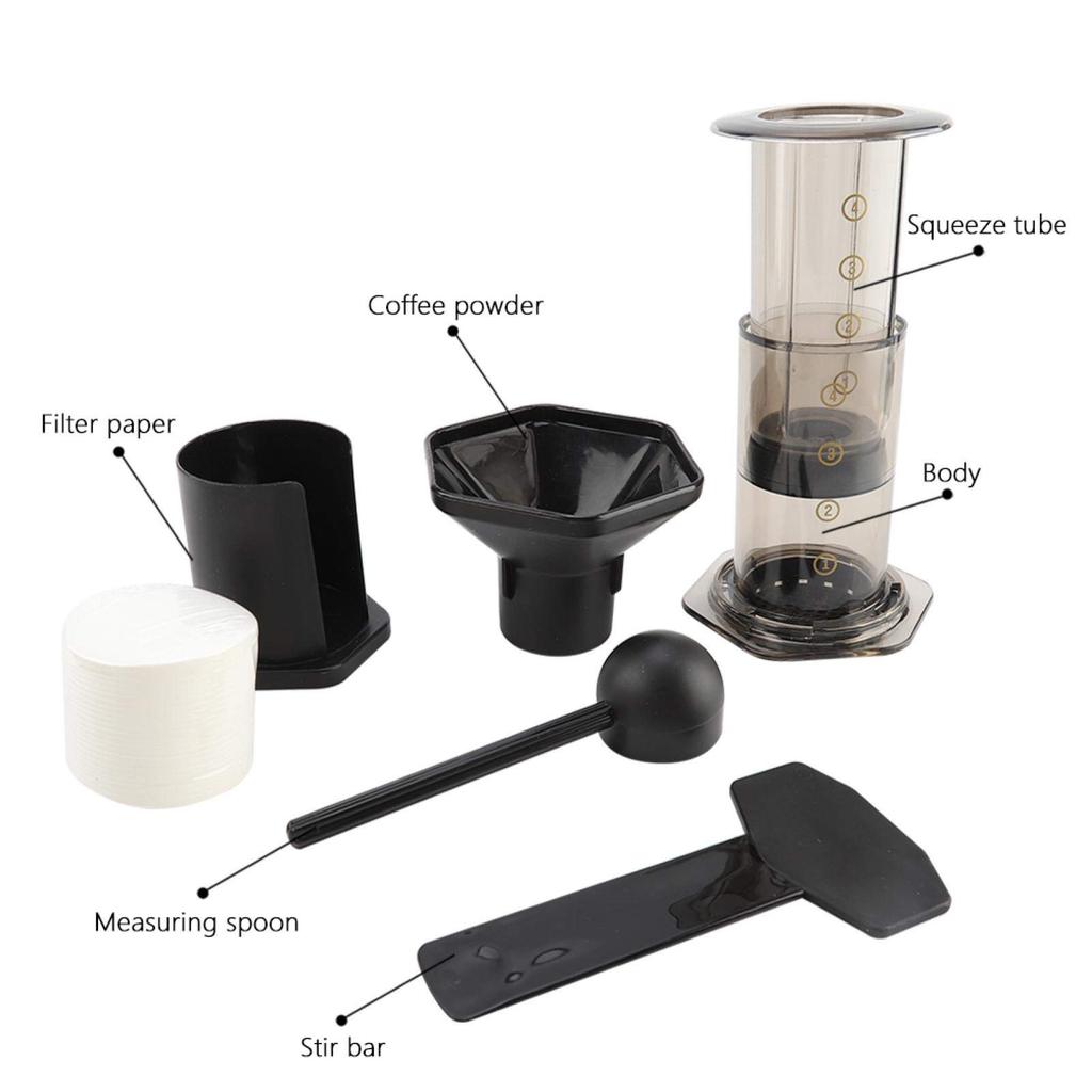 Asixxsix Aeropress Coffee and Espresso Machine, Espresso Coffee Maker Kit with Mini Grinder and Filter Paper for Quickly Prepare Delicious Coffee