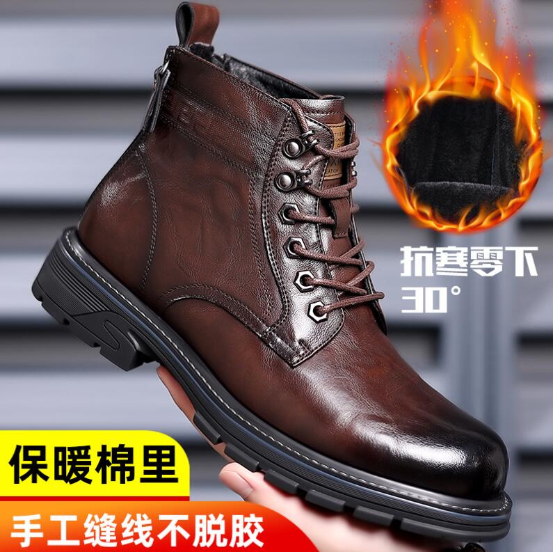 Роскошные качественные дизайнерские винтажные кожаные мужские зимние ботинки, деловые мужские ботинки из микрофибры, кожаные ботинки для мотоциклистов на шнуровке