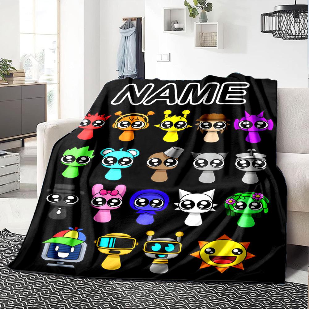 Customizable SPRUNKI7 Throw Blanket – Personalized Name, All-Season Cozy Snug Blanket, Machine Washable, Personalized Blanket