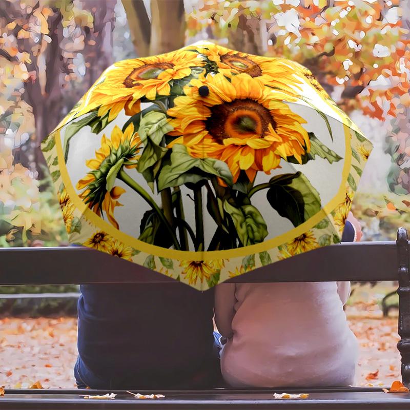 Sunflowers 2 Printed umbrella windproof folding umbrella portable sun and rain umbrella suitable for gifting