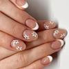 24 шт. Элегантные французские глиттерные накладные ногти для вечеринок, мероприятий, повседневной носки, прочный пластик, элегантные, для вечеринок, искусственные ногти