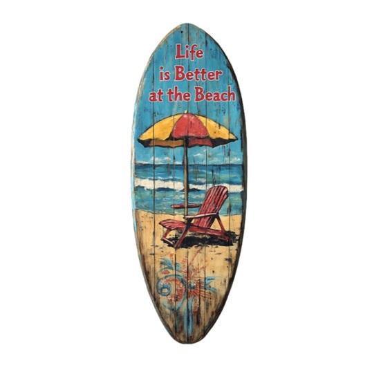 yangyizhi 1/3Pcs Surfboard Plaque Decoration, Solid Wood Vintage Coastal Wall Sign, Retro Seaside Style Art Ornament for Indoor Outdoor Use