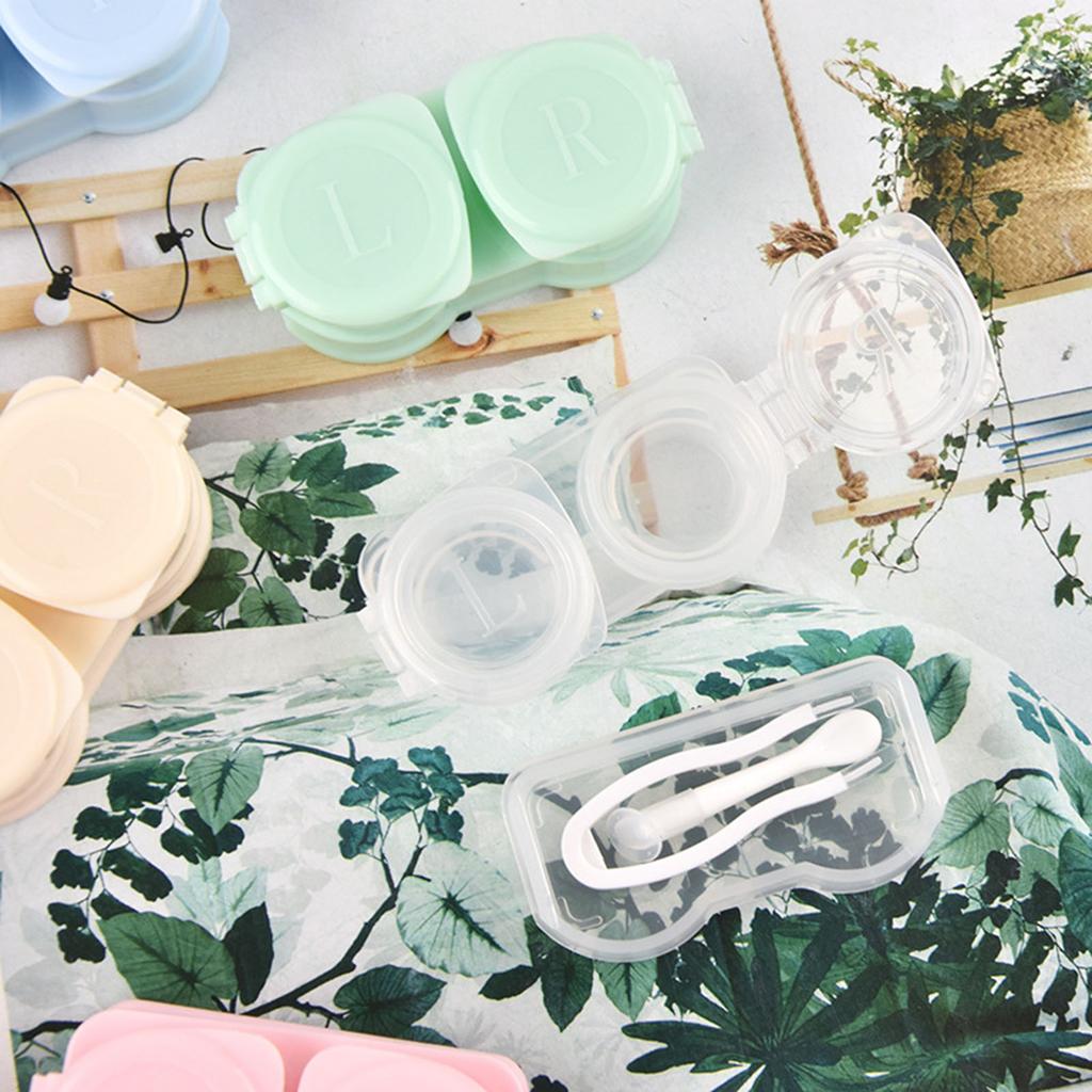 Portable Contact Lens Box Lightweight Plastic Lens Holder Kit with Tweezers Remover Tool for Daily Outdoor Travelling