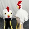 Holiday Turkey Hat Knitted Beanies Cartoon Chicken Ear Flap Hat Soft Cotton Animal Caps for Thanksgiving Celebrations