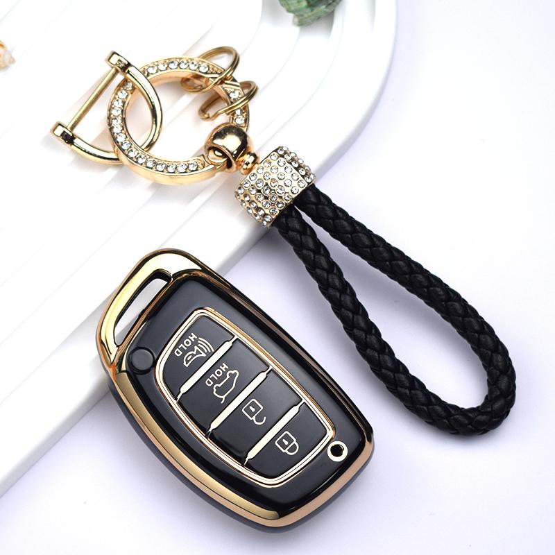 For Hyundai Creta Ix35 Ix45 I10 I30 I40 Tucson Santa Fe Rena Sonata Elantra 4Buttons TPU Car Smart Key Case Cover Accessories