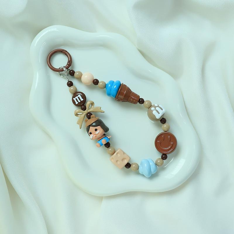 Милая мультяшная кукла, бисерный ремешок для телефона, брелок для рюкзака, брелок для ключей, кулон, анти-потеря, ремешок для телефона для iPhone, Samsung, подарки для девочек