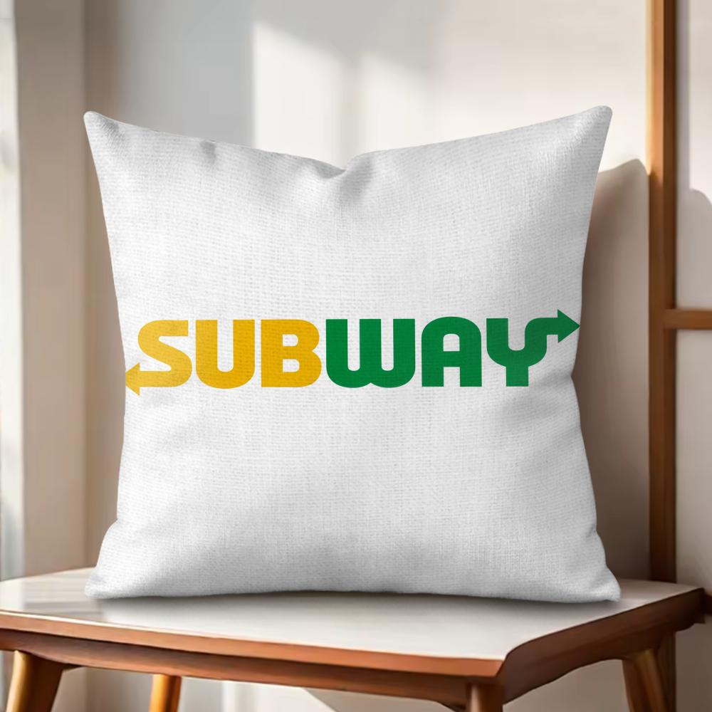 SSubway Cushion Cover Natural Linen Organic Fabric DoubleSided Printing Couch Pillow Covers Home Decor