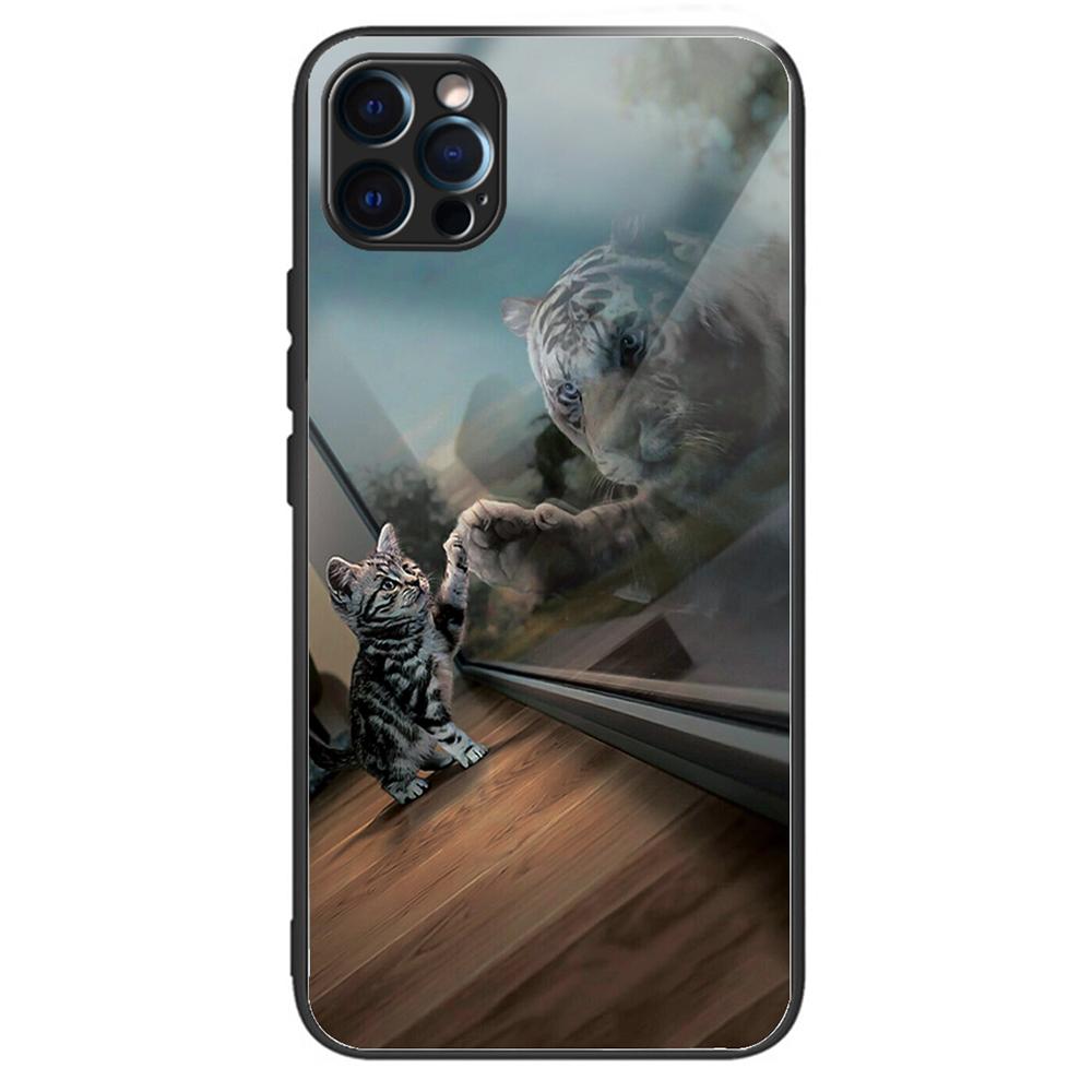 Чехол для телефона с печатью рисунка для iPhone 15 Pro, задняя панель из закаленного стекла + кромка из ТПУ