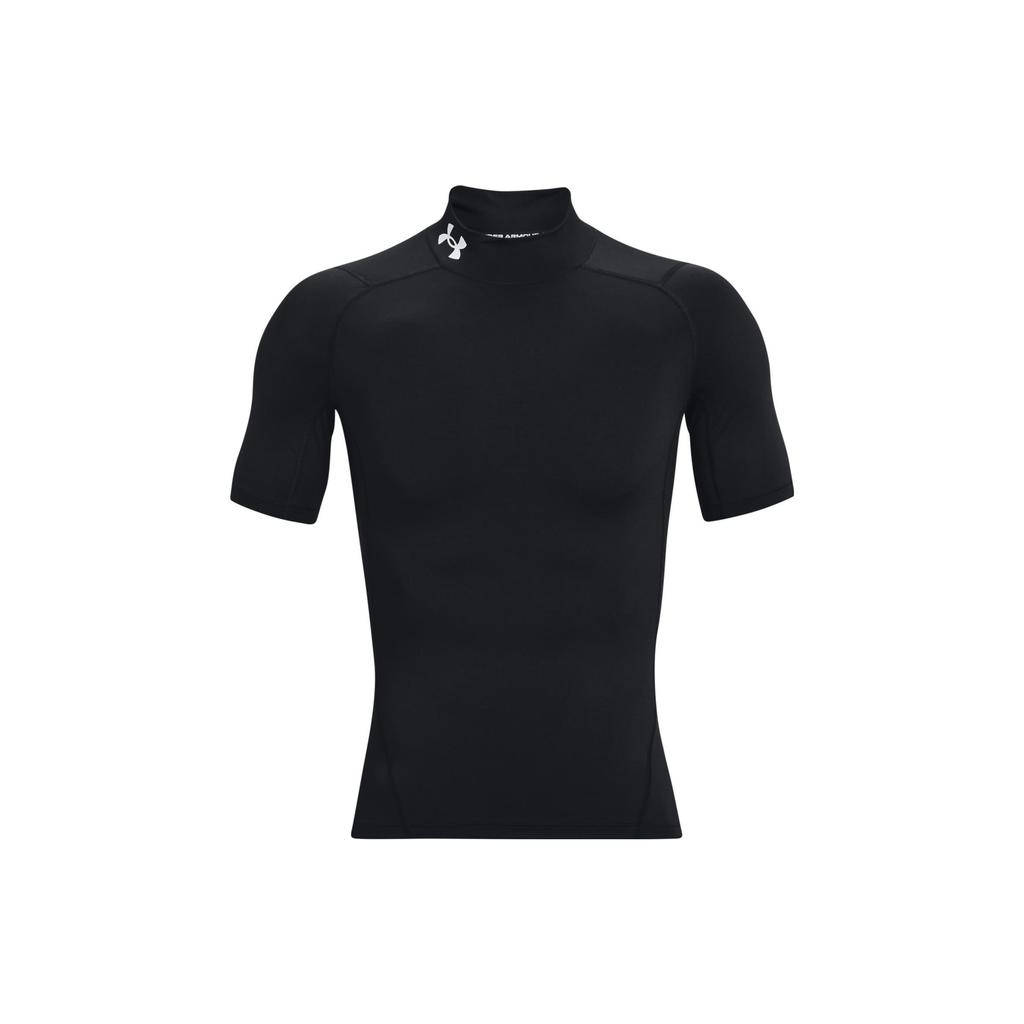Under Armour Однотонная компрессионная футболка с высоким воротом и коротким рукавом для мужчин, черная 1372586-001