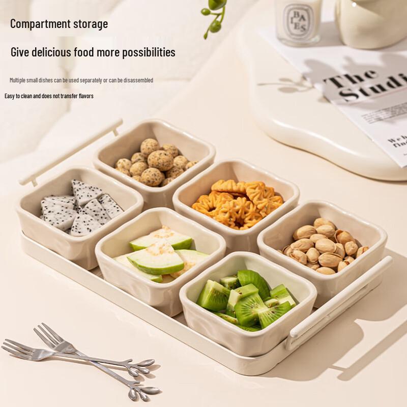 Ceramic Divided Snack & Fruit Platter Set