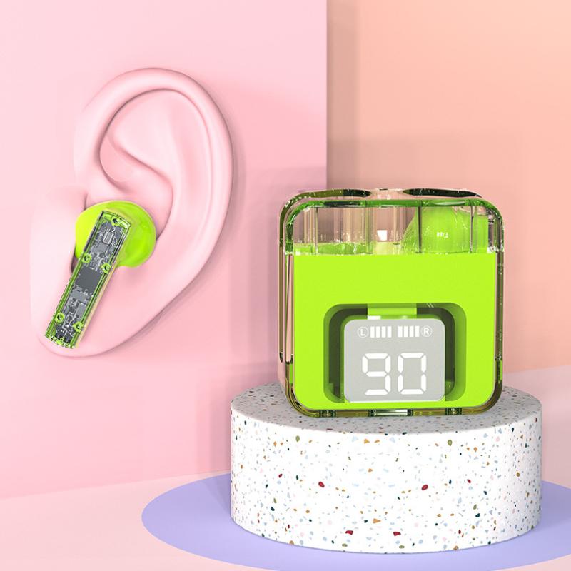 Прозрачная Bluetooth-гарнитура Полувкладыши с цифровым дисплеем Игровая спортивная беспроводная гарнитура с низкой задержкой