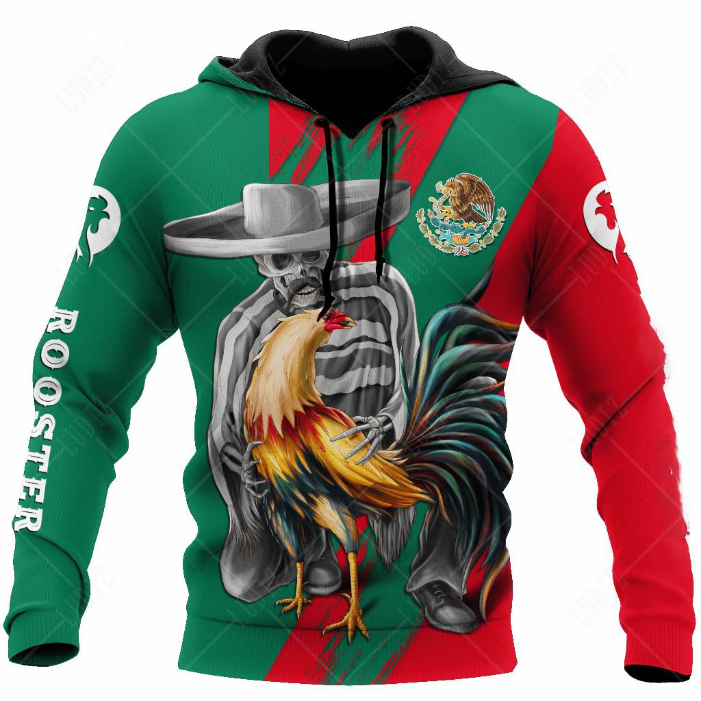 Мексиканские толстовки с капюшоном Мужская толстовка с капюшоном с 3D-принтом и флагом Мексики, осенняя уличная одежда с длинным рукавом Дизайнерская толстовка с капюшоном для мужчин Одежда