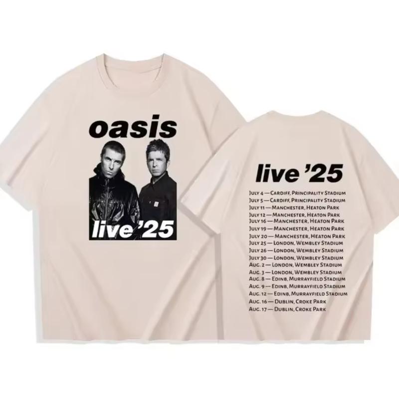 Футболки Oasis Live 25 Tour Женские Летние Повседневные С Круглым Вырезом С Коротким Рукавом Футболки Подарок для Фанатов Одежда Для Мальчиков Девочек Оверсайз Одежда 2025 Y2K