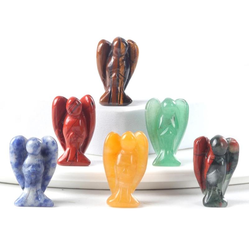 3Pc Healing Crystal Decoration Angel Shape Natural Quartz Agate Energy Gemstone Jewelry Home Decoration