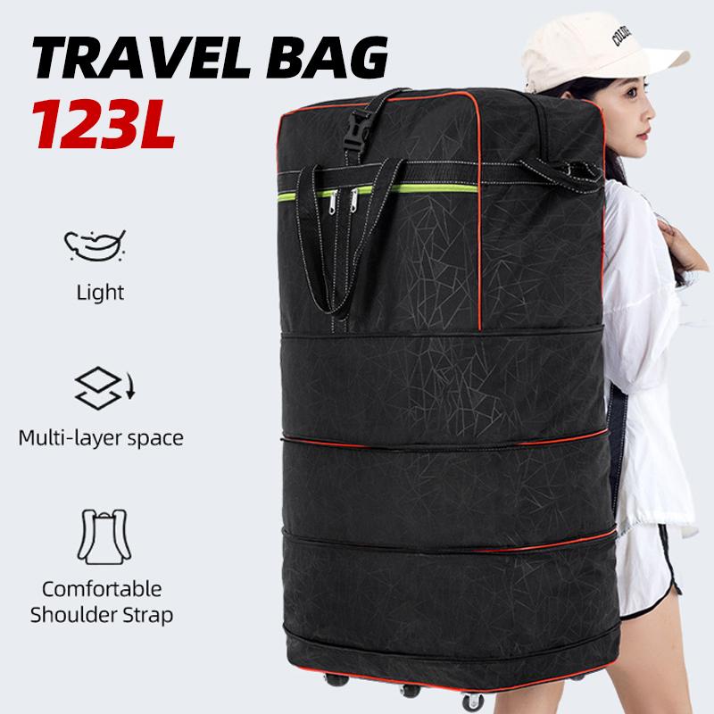 Air Consignment Bag Large-capacity Retractable Folding Travel Bag Universal Wheel Moving Travel Nylon Cloth Duffel Bag