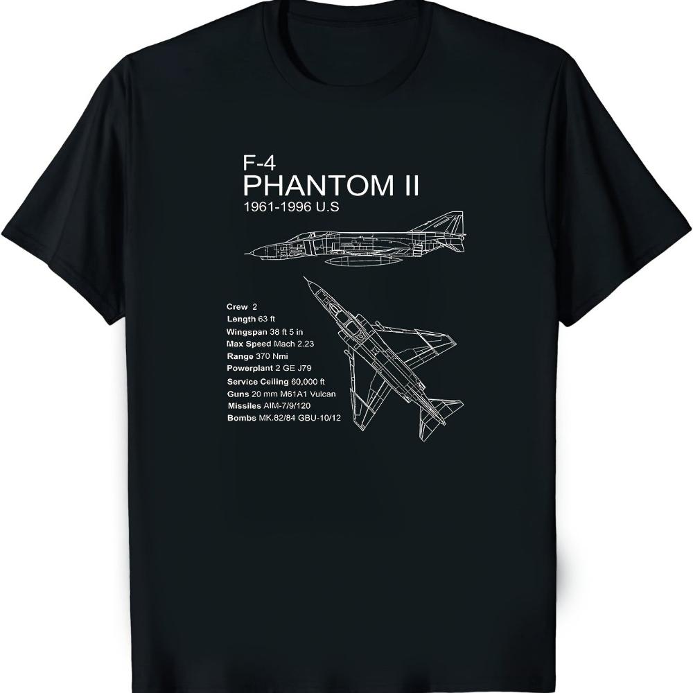 Unisexs Vintage F4 Phantom II Fighter Jet TShirt 19611986 US Service Specs Loose Fit Casual Tee with F4 Phantom II Aircraft
