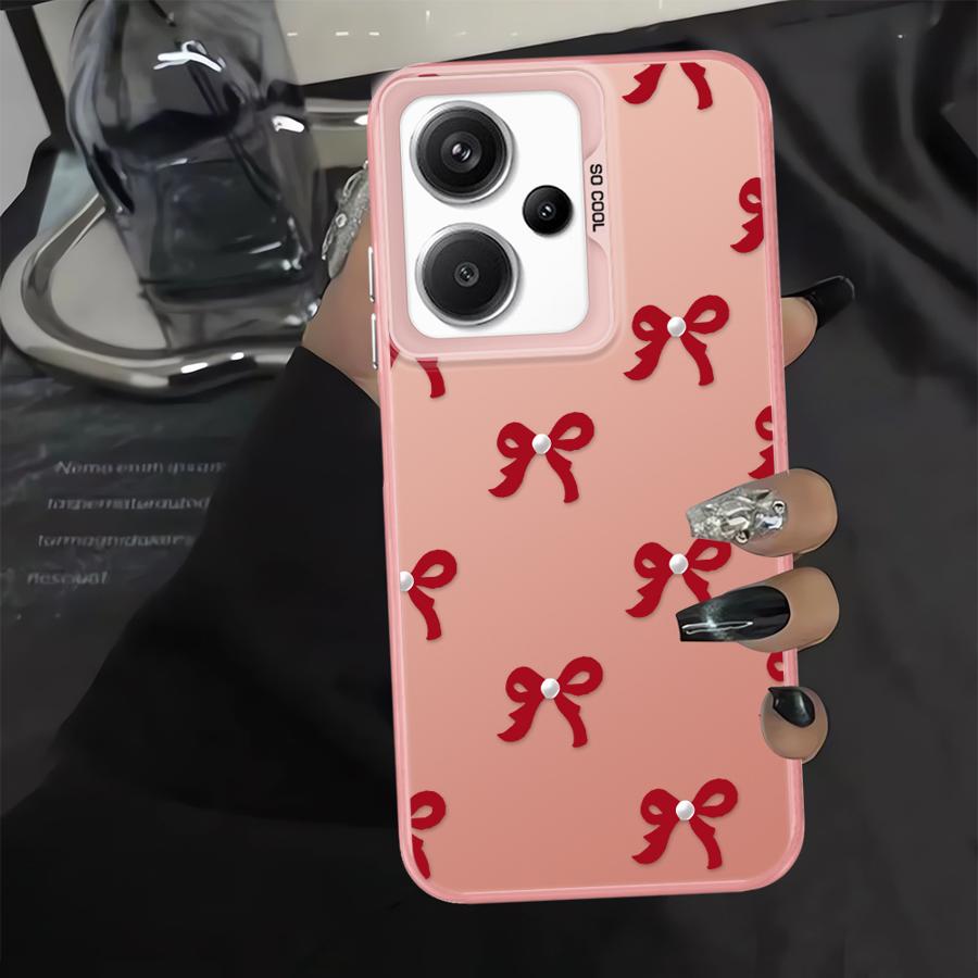 Чехол для Xiaomi Redmi Note 14 A2 13C 12 10 11 Pro 14C A1 Note 13 12 Pro Plus 12C Чехол для телефона Модный Красный Розовый Бант