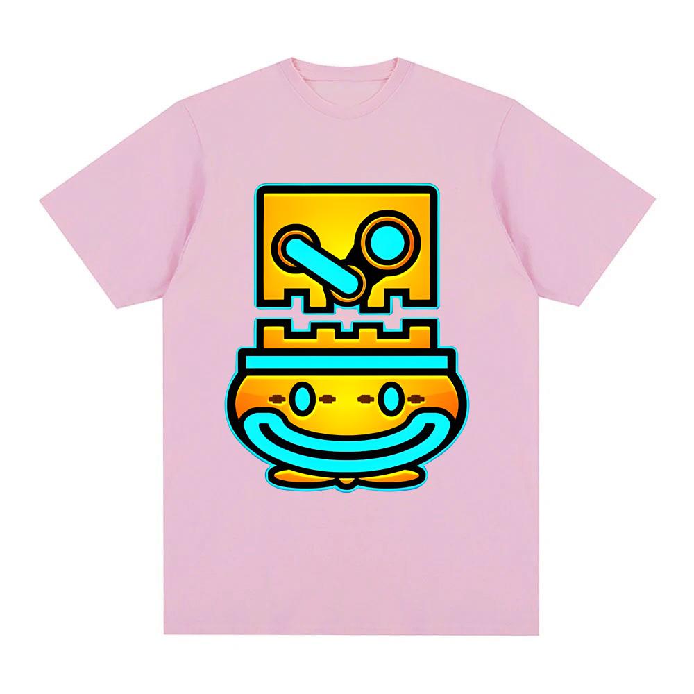 Футболка Geometry Dash 2026 Новая Ритм Платформа Электронные Игры Графический Принт ТИШКА Хлопок Удобная Высококачественная Футболка