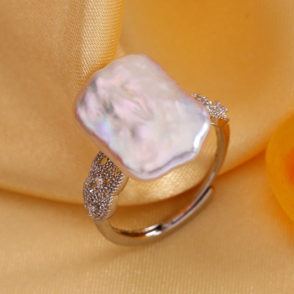 SENIKO 12-16 мм кольца с натуральным пресноводным жемчугом для женщин, модное женское кольцо с кубическим цирконием и цирконием, ювелирные изделия с жемчугом, регулируемое кольцо