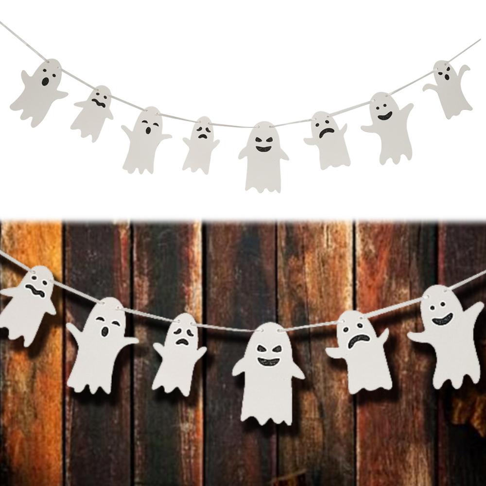 Happy Halloween Ghost Banner Flag Door Hanging Ornaments Party Bunting Decorations Home Indoor