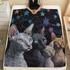 Фланелевое одеяло с рисунком черной бесшерстной кошки, Высококачественное, Удобное для всех сезонов, Декор для дома, Тепло и уют, Идеально для подарков.