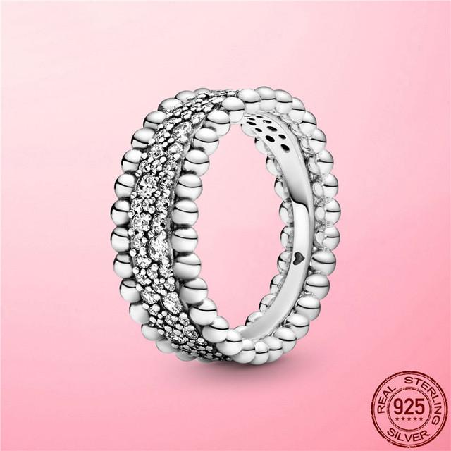 Женское кольцо Новое стерлинговое серебро 925 пробы сверкающие и полированные линии кольцо на палец для женщин свадьба помолвка ювелирные изделия подарок