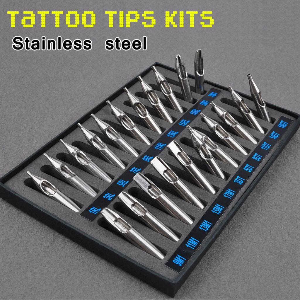 Stainless Steel Tattoo Nozzle Tips Set Round Diamond Magnum DT RT FT Mixed 11pcs /22PCS Kit