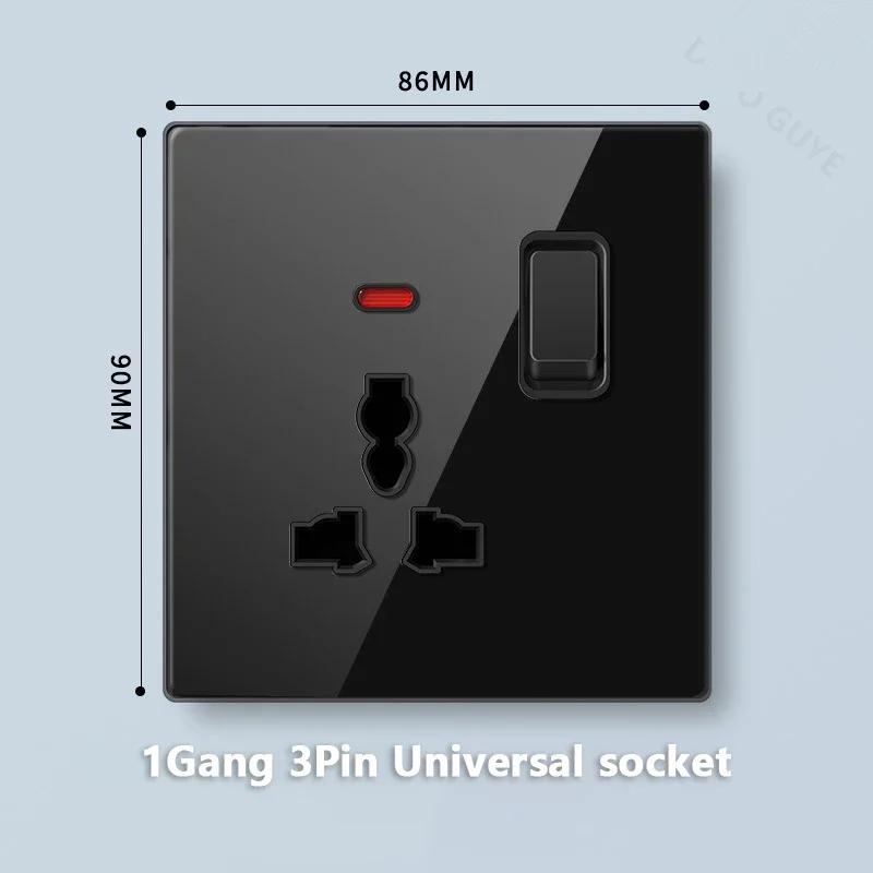 Стандарт Великобритании 20 Вт Type-C розетка для быстрой зарядки универсальный настенный выключатель света на 2 направления, черное закаленное стекло двойная 3-контактная USB розетка
