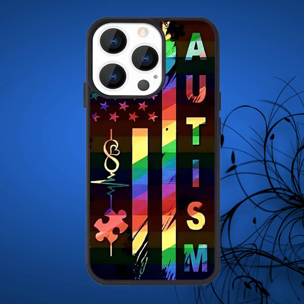 Чехол для телефона с пазлом в поддержку аутизма для iPhone 16,15,14,13,12,11,Plus,Pro,Max Mini Magsafe Магнитная беспроводная зарядка
