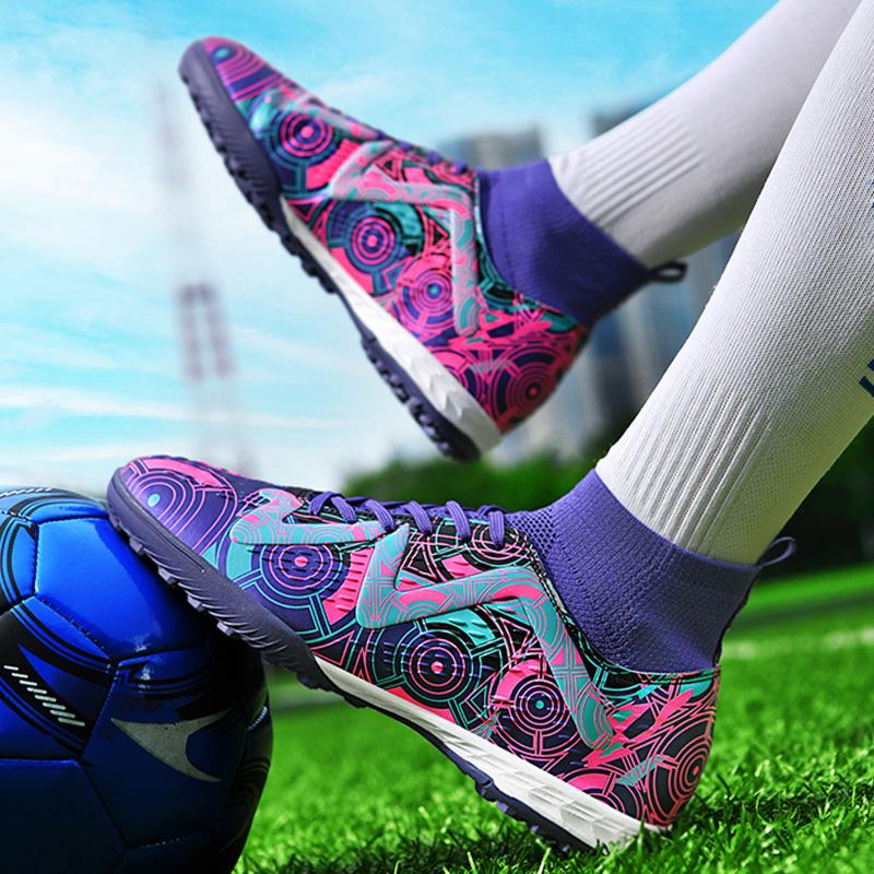 Men's Soccer Shoes FG/TF Non-Slip Soccer Cleats Train Shoe Personalized Print Design Outdoor Sneakers High Top Football Boots 46