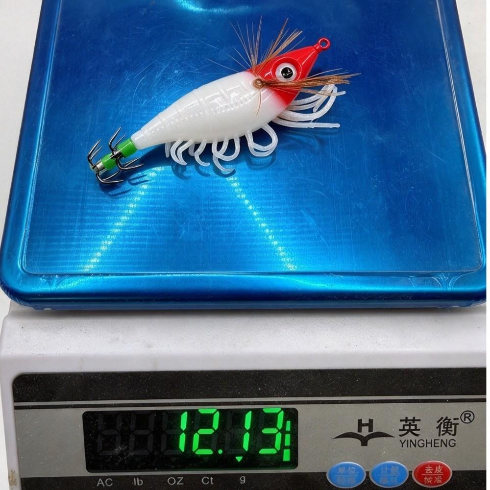 3pcs Luminous Design Squid Jig Lures 12g/10cm Shrimp Lures Shrimp Fishing Lures Squid Fishing