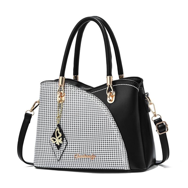 Fashion Handbag, Large Capacity Checkered Contrasting Color Women's Bag, Single Shoulder Crossbody Bag