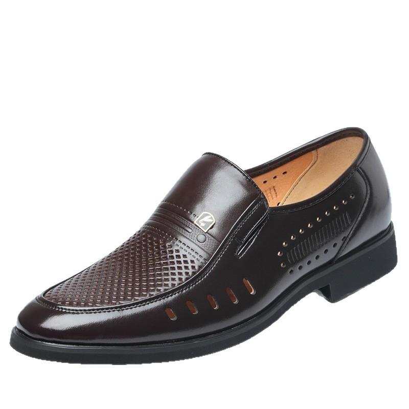 Новая кожаная обувь мужская из натуральной кожи деловая модельная мужская обувь перфорированная дышащая кожаная обувь мужская с острым носком