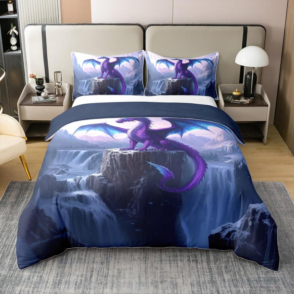 Наборы Пододеяльников с Принтом «Водопад» Для Подростков Взрослых Размер Queen Легкие Покрывала на Одеяло Декор Комнаты 2 Наволочки 1 Пододеяльник Без Одеяла