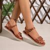 Shoes Female 2024 Hot Sale Ankle Strap Women's Sandals Summer Open Toe Buckle Solid Outdoor Casual Beach Large Size Sandals