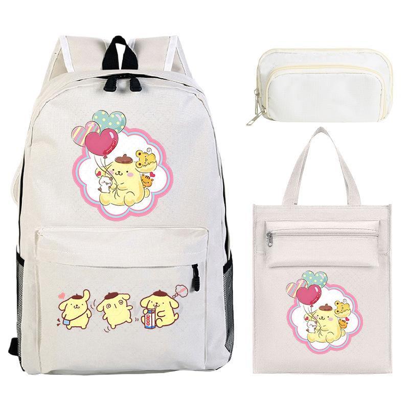 Pudding Dog Cartoon Children'S Schoolbag Three-Piece Set For Primary And Secondary School Students Versatile Backpack Tutoring Bag Pencil Case
