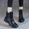 2025 New Martin Boots Women's Large Size Flat-bottomed Versatile Cowhide Women's Shoes Short Boots Women's British Retro Thick-soled Cotton