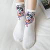 6 пар хлопковых носков средней длины с цветочным узором, женские носки и чулочно-носочные изделия