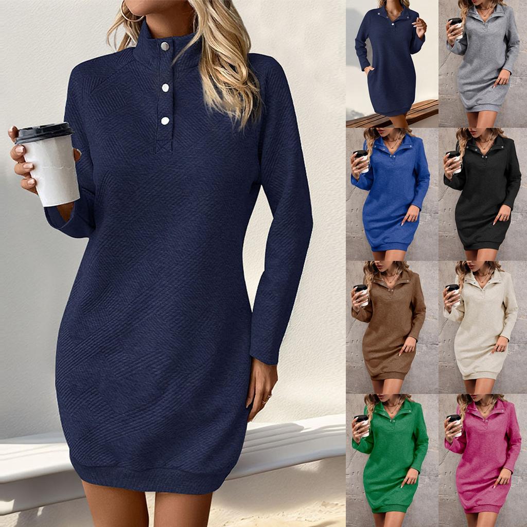 Womens Fall Sweatshirts Dresses Long Sleeve Fleece Sweaters Pullover Clothes With Pockets