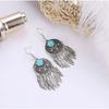 Этнические серьги Ловец снов Серьги с кисточками из листа Бирюзовые серьги Серьги с кисточками из перьев