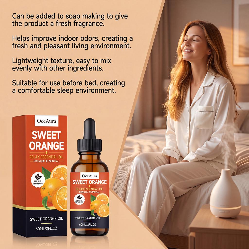 Sweet Orange Body Care Oil, Gentle Nourishing Smooth Skin, Lightweight Non-Sticky Moisturizing Essential Oil