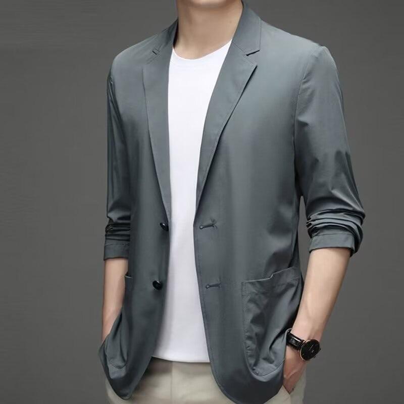 2024 Мужская ультратонкая куртка Ice Silk Sunscreen - Легкий повседневный блейзер на весну/лето